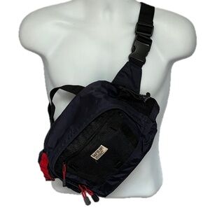 Vintage Gap Waist Bag Hip Festival Hiking Land & Surf 2003 Blue & Red Wide Strap